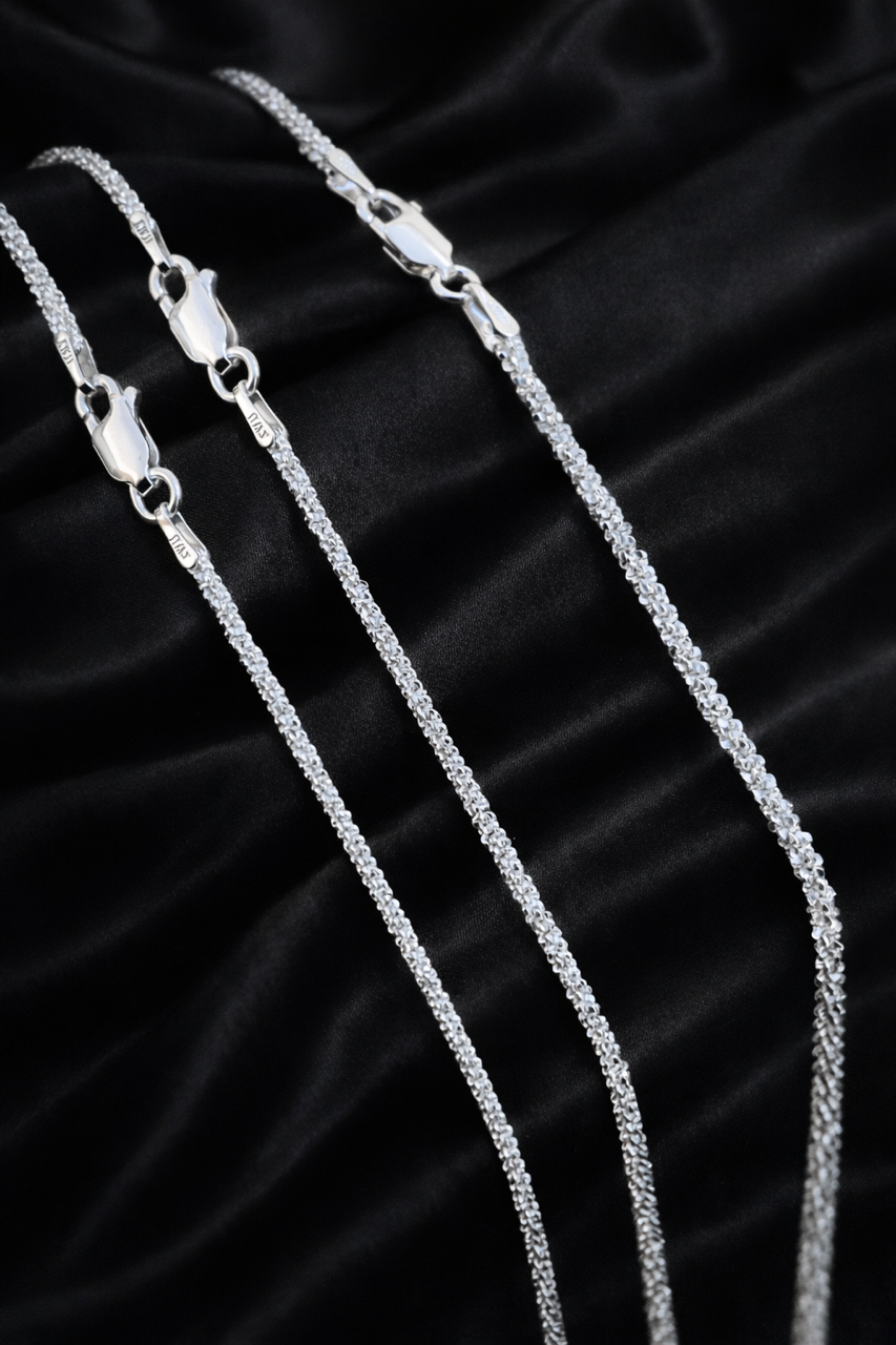 925 Sterling Silver Margarita Sparkle Rope Chains 1mm, 2mm, 3mm