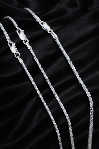 925 Sterling Silver Margarita Sparkle Rope Chains 1mm, 2mm, 3mm