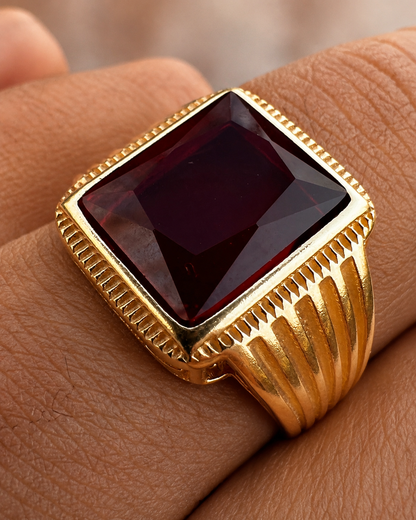 Royalty Ring (14k Gold Vermeil, 925 Silver, Red CZ Stone)