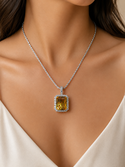 Moissanite Yellow Topaz Pendant