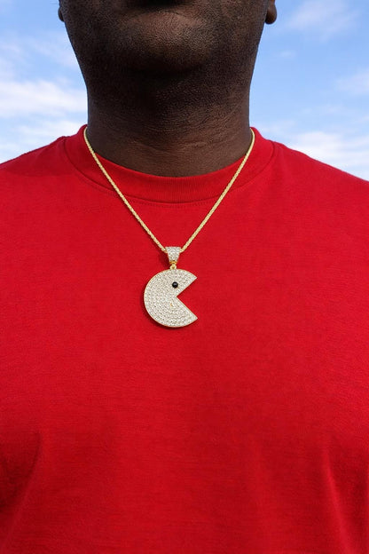Moissanite Pac-Man Video Game Pendant – Gold or Silver