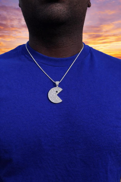 Moissanite Pac-Man Video Game Pendant – Gold or Silver