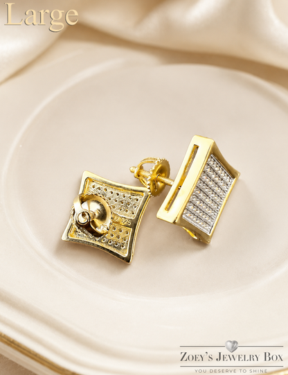 Stylish Gold Kite Earings with CZ Stones (Multi-Size)