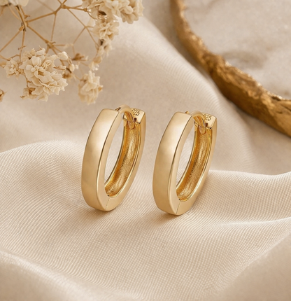 Small 12.5mm Huggie Hoop Earrings Gold Vermeil Over 925 Sterling Silver