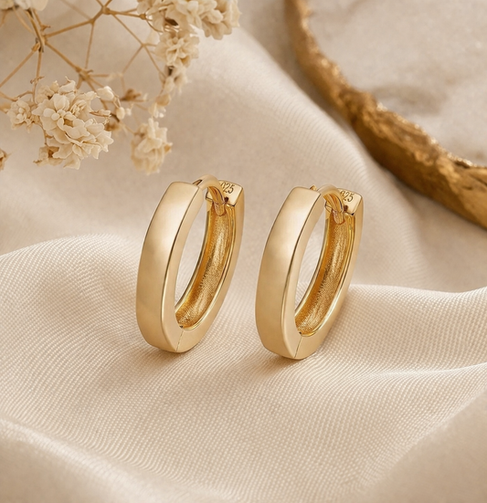 Small 12.5mm Huggie Hoop Earrings Gold Vermeil Over 925 Sterling Silver