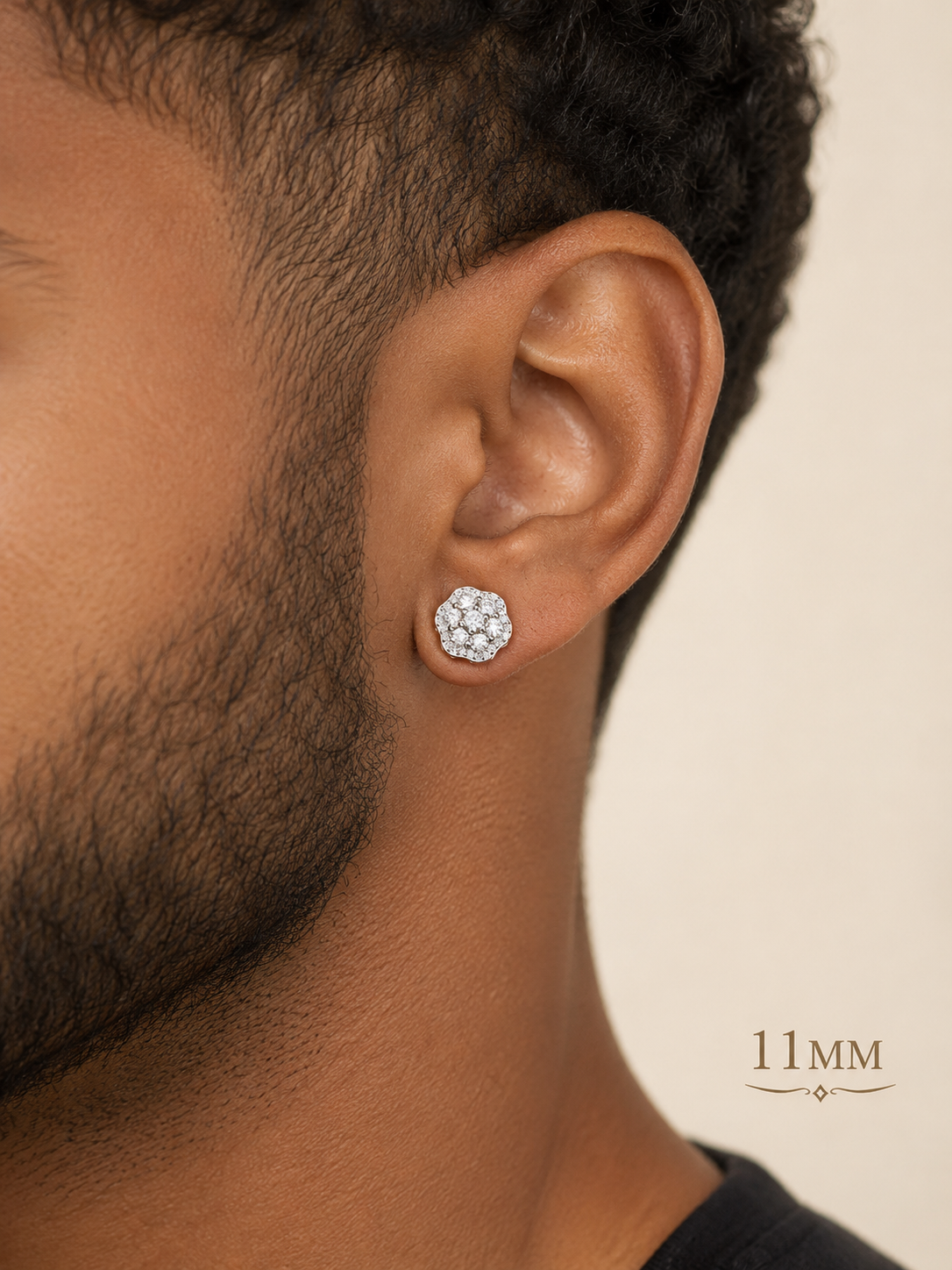 14k Gold Vermeil Over 925 Sterling Silver Moissanite Floral Cluster Stud Earrings 7.5mm - 11mm