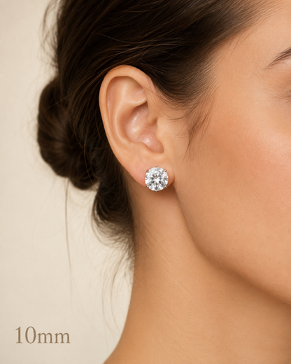 Sterling Silver Moissanite 3 Prong Martini Set Solitaire Stud Earrings 3mm to 10mm SCREW BACKS