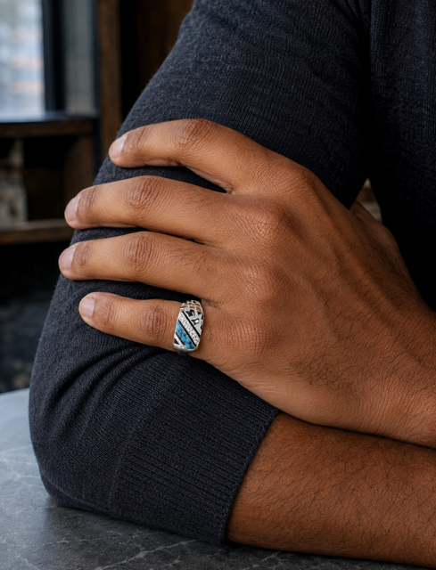 Euro Nugget Ring (Blue, 925 Sterling Silver with CZ Stones)