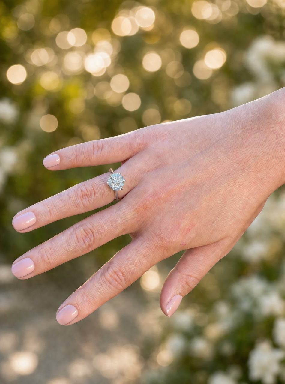 Moissanite Solitaire Engagement Ring 925 Sterling Silver~Rhodium Finish 0.5ct - 4ct.