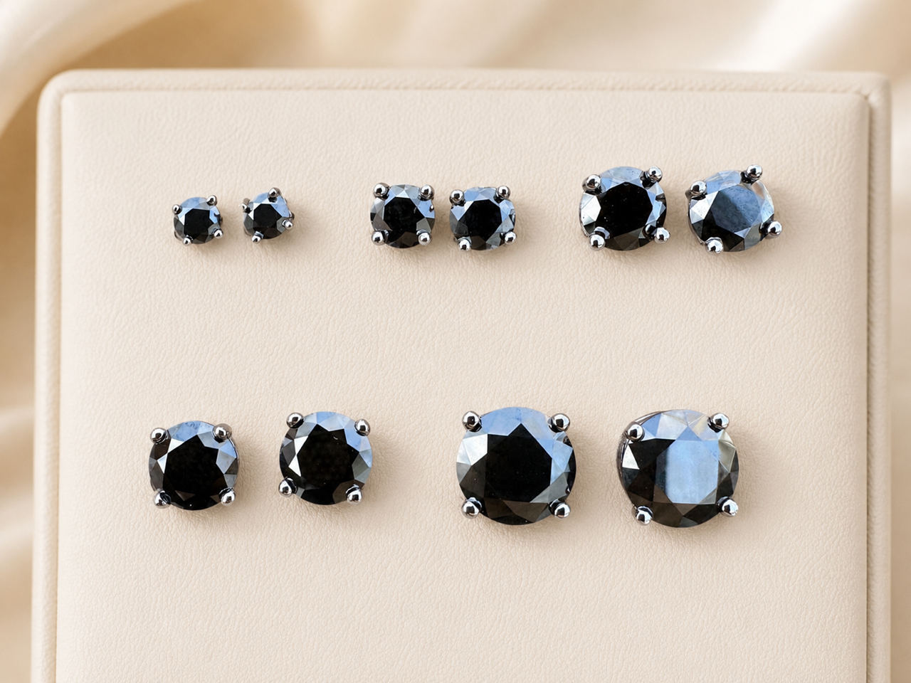 Black Moissanite 925 Sterling Silver Stud Earrings 3mm - 8mm Screw Backs