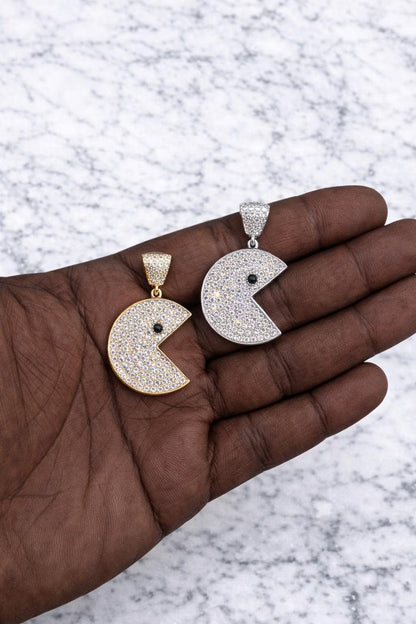 Moissanite Pac-Man Video Game Pendant – Gold or Silver