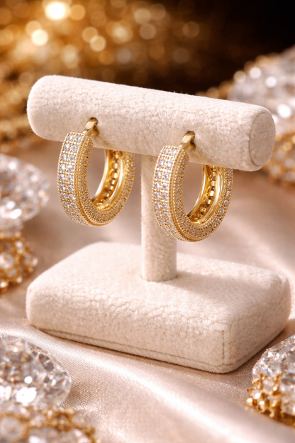 12mm Moissanite Huggie Hoop Earrings Gold Vermeil Over 925 Sterling Silver