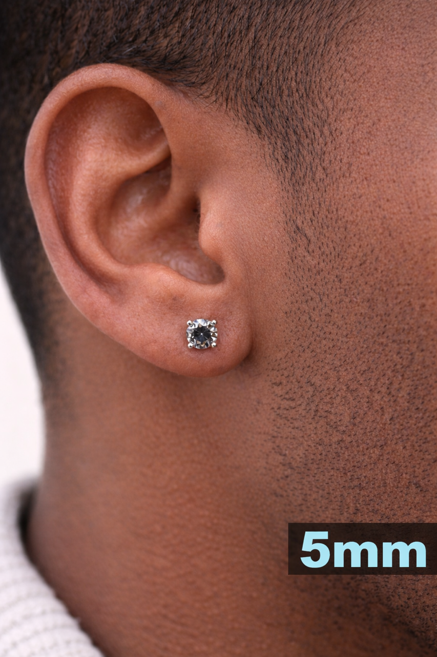 Gray-Blue Moissanite 925 Sterling Silver Stud Earrings 3mm - 8mm Screw Backs