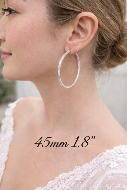 925 Sterling Silver CZ Hoop Earrings 18mm - 50mm