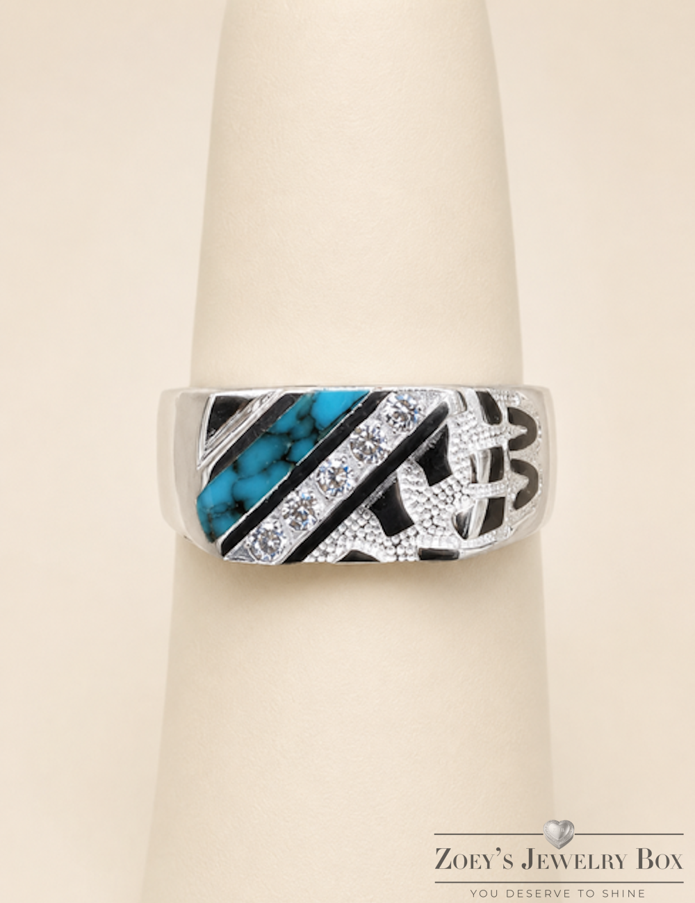 Euro Nugget Ring (Blue, 925 Sterling Silver with CZ Stones)
