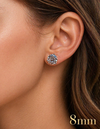 Sterling Silver Moissanite 3 Prong Martini Set Solitaire Stud Earrings 3mm to 10mm PUSH BACKS