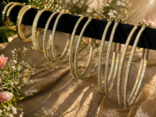14k Gold Vermeil Over Sterling Silver CZ Hoop Earrings 18mm - 50mm