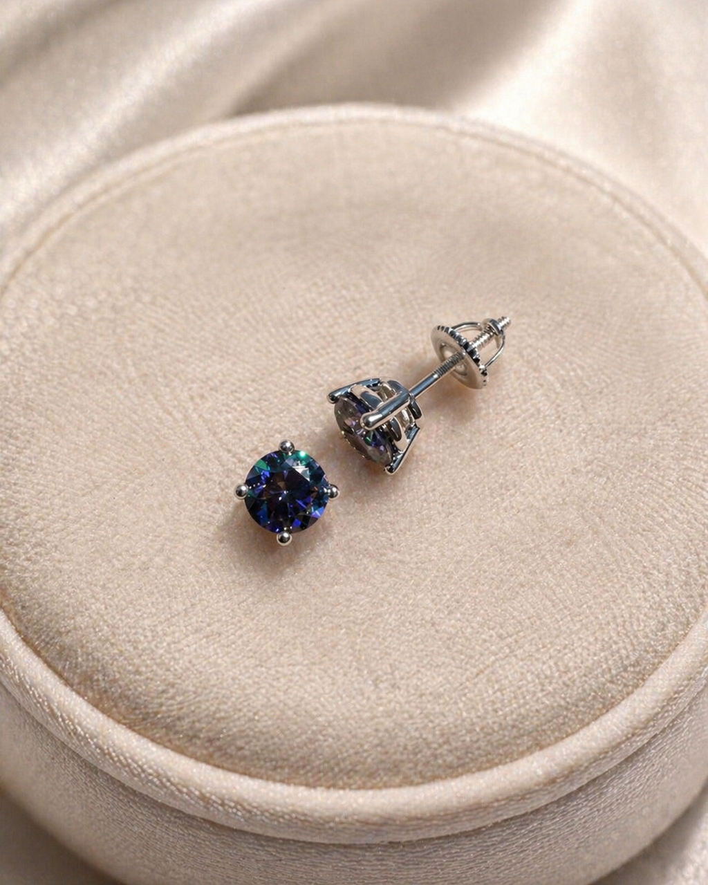 Cobalt Blue Moissanite 925 Sterling Silver Stud Earrings 3mm - 8mm Screw Backs