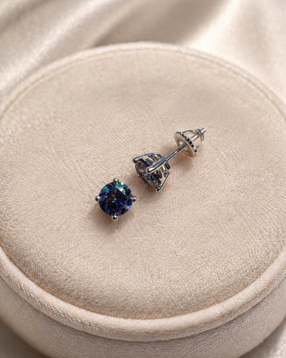 Cobalt Blue Moissanite 925 Sterling Silver Stud Earrings 3mm - 8mm Screw Backs