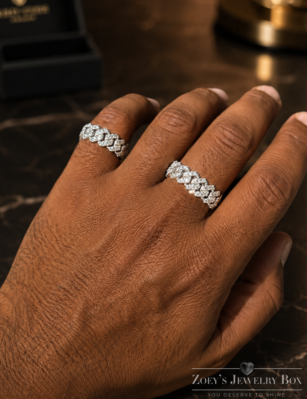 Moissanite Cuban Link Ring (7.5mm)