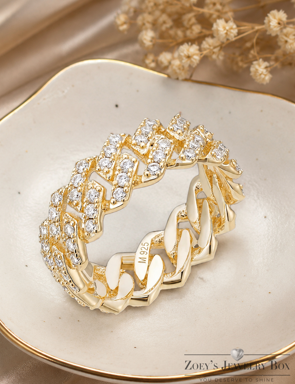 Moissanite Ring (Luxurious Gold & Prong Set)