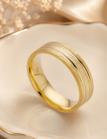 Brushed Scraped Wedding Band (14k Gold Vermeil Over 925 Silver)