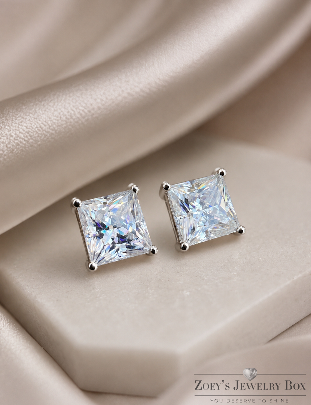 Moissanite Princess Cut Earrings