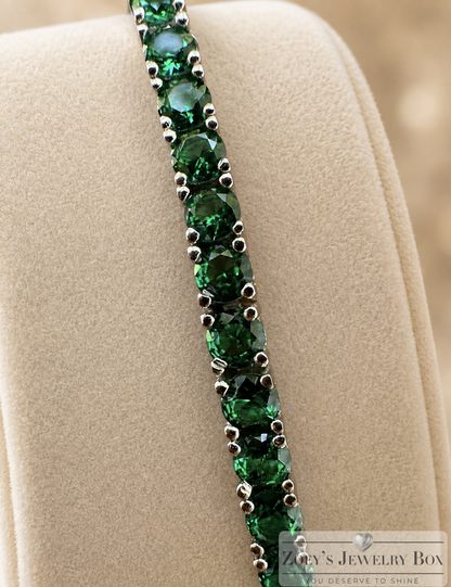 Iced Out Green CZ Tennis Bracelet 925 Sterling Silver