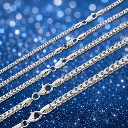 Franco Chains Solid 925 Sterling Silver 2mm to 5mm