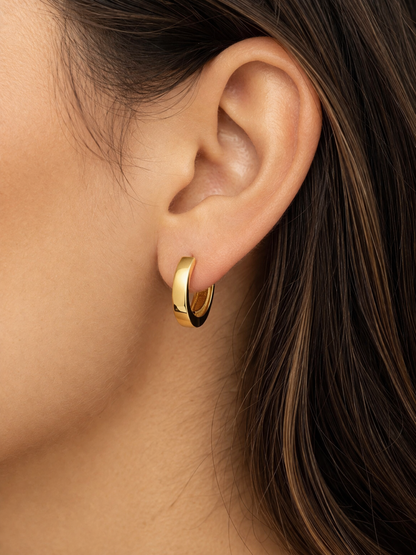 Small 12.5mm Huggie Hoop Earrings Gold Vermeil Over 925 Sterling Silver