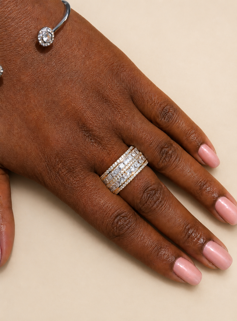 Icy Simulated Diamond Eternity Band (Sterling Silver Wedding Ring)