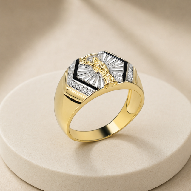 Men’s 925 Silver Gold Vermeil Grim Reaper CZ Pinky Ring