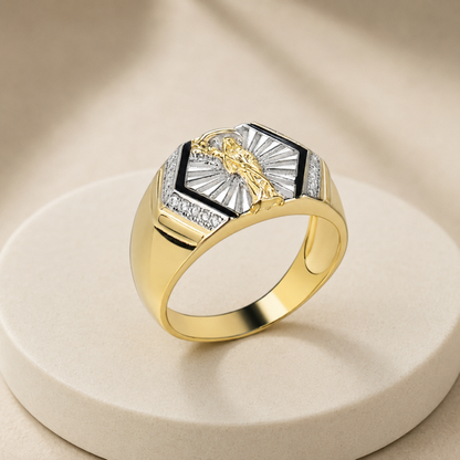 Men’s 925 Silver Gold Vermeil Grim Reaper CZ Pinky Ring