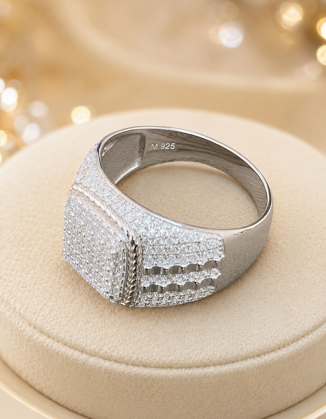 Silver Square Moissanite Ring