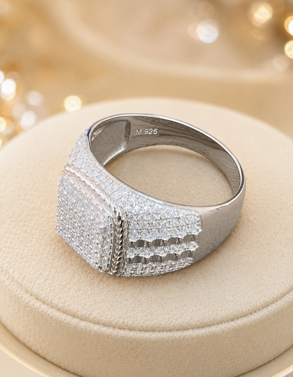Silver Square Moissanite Ring