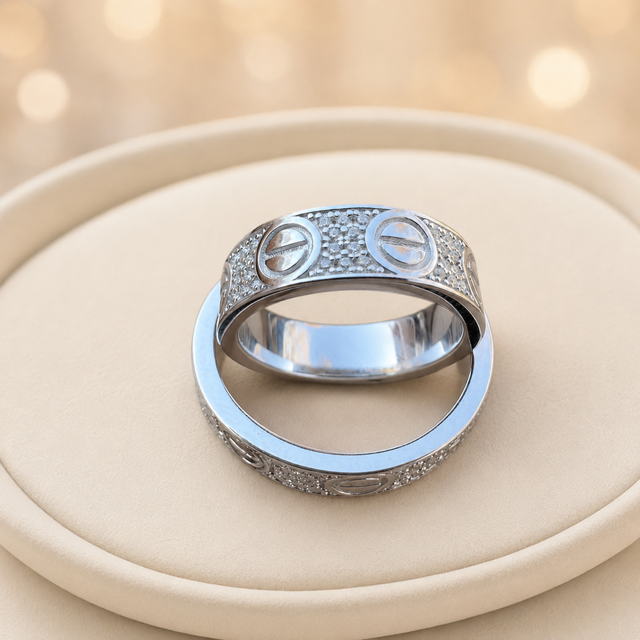 Moissanite Love Eternity Band Ring (Silver, Gold Vermeil, Rose Gold)