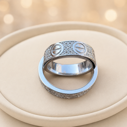 Moissanite Love Eternity Band Ring (Silver, Gold Vermeil, Rose Gold)