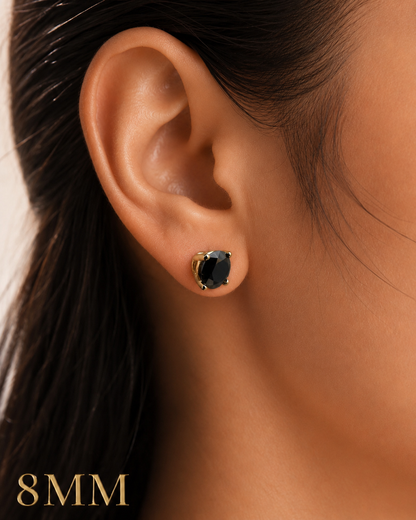 Black Moissanite 14k Gold Vermeil Over 925 Sterling Silver Stud Earrings 3mm - 8mm Screw Backs