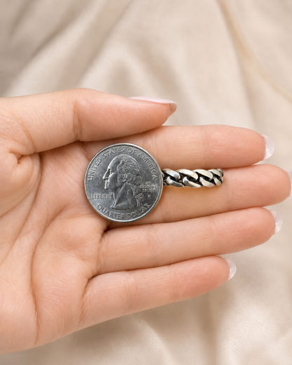 Mini Cuban Link Ring in Plain 925 Silver (Oxidized Finish)
