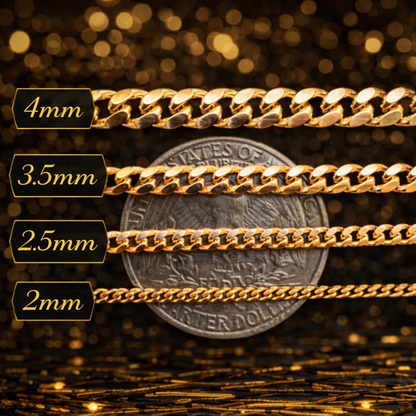 Miami Cuban Chains with Lobster Clasp 14k Gold Finish over Solid 925 Sterling Silver