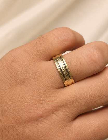Brushed Scraped Wedding Band (14k Gold Vermeil Over 925 Silver)