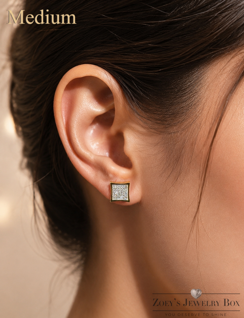 Stylish Gold Kite Earings with CZ Stones (Multi-Size)