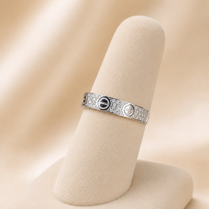 Moissanite Love Eternity Band Ring (Silver, Gold Vermeil, Rose Gold)
