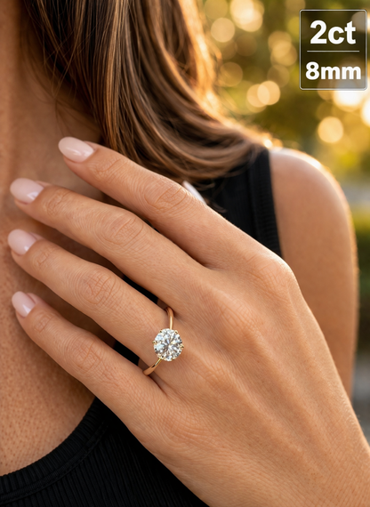 Moissanite Solitaire Engagement Ring 14k Gold Vermeil Over 925 Sterling Silver 0.5ct - 4ct