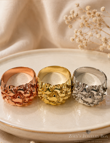 Elegant Nugget Ring (Silver, Yellow Gold, or Rose Gold)