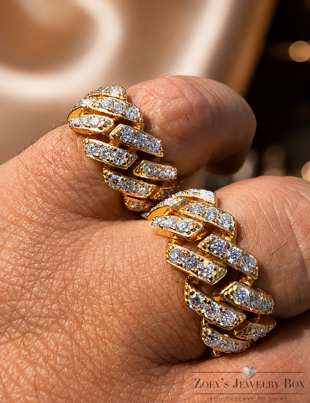 Cuban Gold Moissanite Ring (Bold Statement Band)