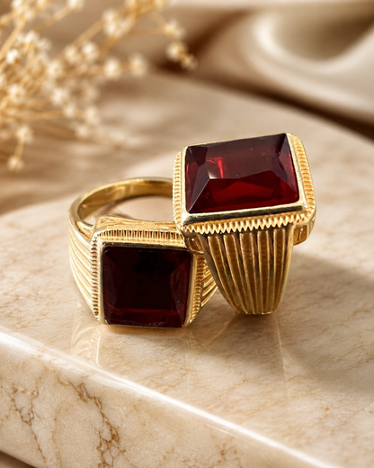 Royalty Ring (14k Gold Vermeil, 925 Silver, Red CZ Stone)