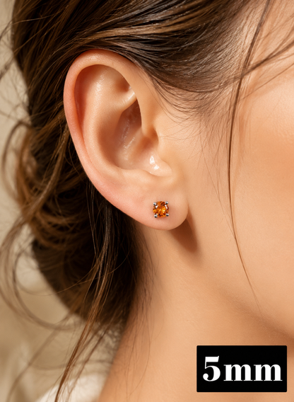 Orange Moissanite 925 Sterling Silver Stud Earrings 3mm - 8mm Screw Backs