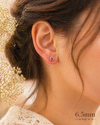 Pink Moissanite Rose Gold Over 925 Sterling Silver Stud Earrings 3mm - 8mm Screw Backs