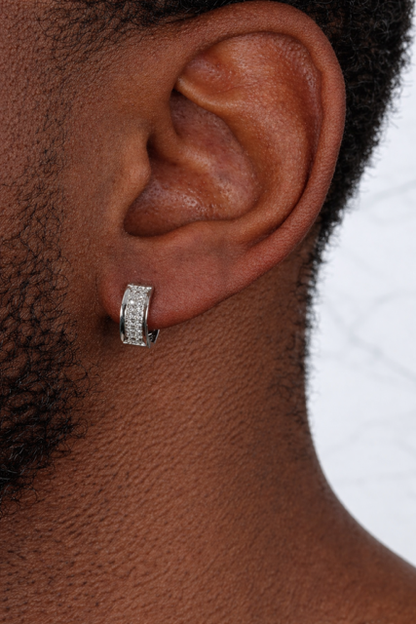 Moissanite 12mm Huggie Hoop Earrings 925 Sterling Silver